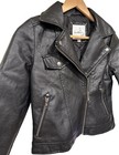 Sam Edelman Faux Leather Black Moto Jacket Size 10 12 Quilted Lining Zipper