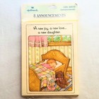 8 Hallmark Birth Announcements Baby Girl Daughter Teddy Bear New Sealed