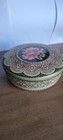 Mcm Vintage  Round Floral Embossed Tin Metal Made In England