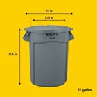 Rubbermaid Brute 32-gallon Trash Can With Lid  Grey