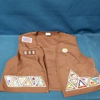 Two Girl Scouts Brownies Vests With Patches Sz Large Pins Vtg Collectible 
