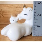 Vintage Porcelain Unicorn Mother   Baby Figurine Gold Accents Figurine