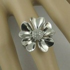 Affinity Diamond 1 10ct Pave  Sterling Silver Flower Ring - Size 7