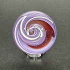 Contemporary Handmade Art Glass Marble 1 18  Red  White  Purple  Sparkle Swirl