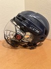 Ccm Super Tacks X Ice Hockey Helmet Combo Navy Blue Size Small Used