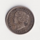 Canada 1892 5c Five Cent Silver Coin Queen Victoria F vf  925 Silver