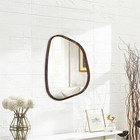 Asymmetrical Mirror Irregular Oval Wall Mirror Modern Wood Frame Unique Shape Wa