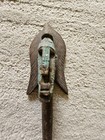 African 19th Century Dogon Mali Bigaceous Head Statue Puppet Copper Plate Wood