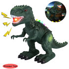 Kids Electric Walking Dinosaur Toy With Led Light Up And Sounds Boys Xmas Gifts