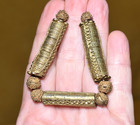 Antique Yoruba Tribal Gilded Brass Cylinder   Round Beads Nigeria  African Trade