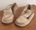 2 Pair Vtg Child Baby White Leather Shoes Soft   Hard Soles Free Shipping 