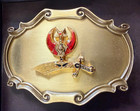 Vtg Freemason masonic Shriners 1978 Raintree Sword crescent Emblem Belt Buckle