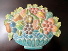 Vintage Fruit Basket Wood Wall Plaque Italian Style Hanging Kitchen Decor