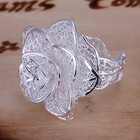925 Sterling Silver Zirconia Rose Flower Band Ring Size 8 B138