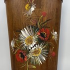 Vintage Bavarian Folk Art Floral Wood Umbrella Stand German Hand Painted Flowers