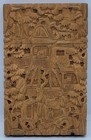 19th Century Chinese Carved Wood Calling Card Case  Antique Cantonese Sandalwood