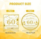 40pcs Gold Birthday Decorations 60th Theme Birthday Party Tableware1965 Party   