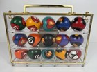 Crown Games Poker Pool Billiard Ball Set 10 Games Display Case Complete Vtg