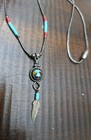 Liquid Silver Necklace Sterling One Strand Turquoise Coral Beads Zuni Style