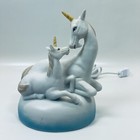 Vintage Mother   Baby Unicorn Lamp Ceramic Figurine Light Up Nightlight Artmark