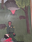Vintage Vietnam Black Americana Folk Art Oil On Canvas Painting Signed
