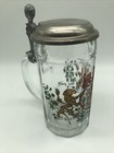 Vintage German Glass Stein With Pewter Lid - Rein Zinn Deckel Bleifrei