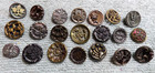 21 Vintage Antique Metal Picture Buttons Floral  3