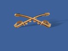 U s Military Cavalry Metal Hat Badge Pin Crossed Sabers Swords Large Pin 2 1 4