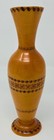Vintage Romanian Hand Carved Pyrography Wood Pitcher Vase 9  Folk Art Decor Boho