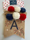America Patriotic Burlap Banner With Pompoms 5 Ft 4th Of July Party Decor