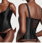 Victoria   s Secret The Classic Corset Set 100  Silk 2 Piece Small-dd Black Nwt