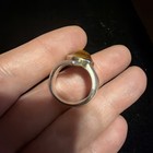 Sterling Silver And Yellow Glass Stone 90   s Ring Size 6 Vintage