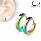 Stainless Steel Small Dome Hoop Huggie Earrings Pair 2 5 Mm Wide 20 Ga Rainbow