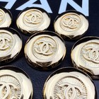 10 Chanel Buttons Cc Logo Round Gold Metal 20mm Vintage