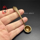 Retro Brass Long Handle Small Copper Spoon Carving Dragon Head Spoon Teaspoon