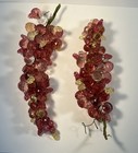 2 Vintage Mcm Acrylic Lucite Grape Clusters Cranberry Pink Yellow Faceted Decor