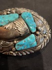 Vintage Sterling Silver And Turquoise Belt Buckle