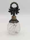 Vintage Stylebuilt Gold Gilt Metal Swirl Glass Perfume Bottle 