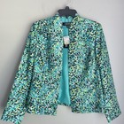 New Kasper Open Front Blazer Women s Size 8 Watercolor Teal Lined Career