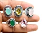 Mix Lot Gemstone Rings  Adjustable Rings  Genuine Crystals Rings  Chunky Rings 