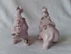 Vintage Pink Elephant Salt Pepper Shakers Porcelain Flower Myrtle Beach Souvenir
