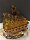 Vintage Amber Tiara Honey Bee Box Candy Dish W  Lid