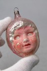Antique Vintage Glass Red Hood Riding Girl Head Christmas Ornament Germany