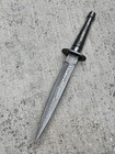 13    Fs Commando Dagger Damascus Full Tang Double Edge Spear Point Leather Sheath