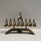 Vtg Mcm 1960 Brass Hanukkah Menorah Jerusalem Hen Halon Israel
