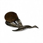 Rare Antique Victorian Art Nouveau Locket Brooch Leaf Design Mourning Jewelry