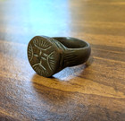 Ancient Byzantine Empire Bronze Ring 300-1400 Ad Radiant Star Bezel Authentic