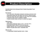 Dog Bike Basket Carrier Backpack Black Foldable Expandable Travel Bag For Pets