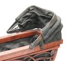 Antiques 1940 s Doll Wooden metal leather Carriage Doll Buggy  10 5  Tall Unique