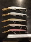  5  Fishing Lures Deep Diver Crankbaits Rebel Or Norman Spoonbill Minnow Used 